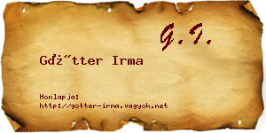 Götter Irma névjegykártya
